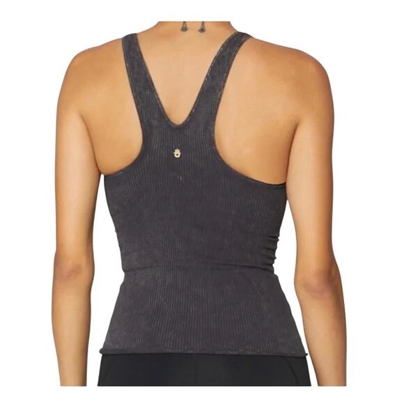 Spiritual Gangster Ribbed Amor Crop Tank in Washed Black – NWT Size M/L - Picture 4 of 8